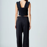 Ruffled Pleated Mesh Tank Top