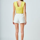 Ruffled Pleated Mesh Tank Top