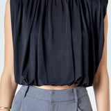 Shirred Shoulder Cropped Top