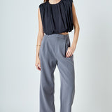 Shirred Shoulder Cropped Top