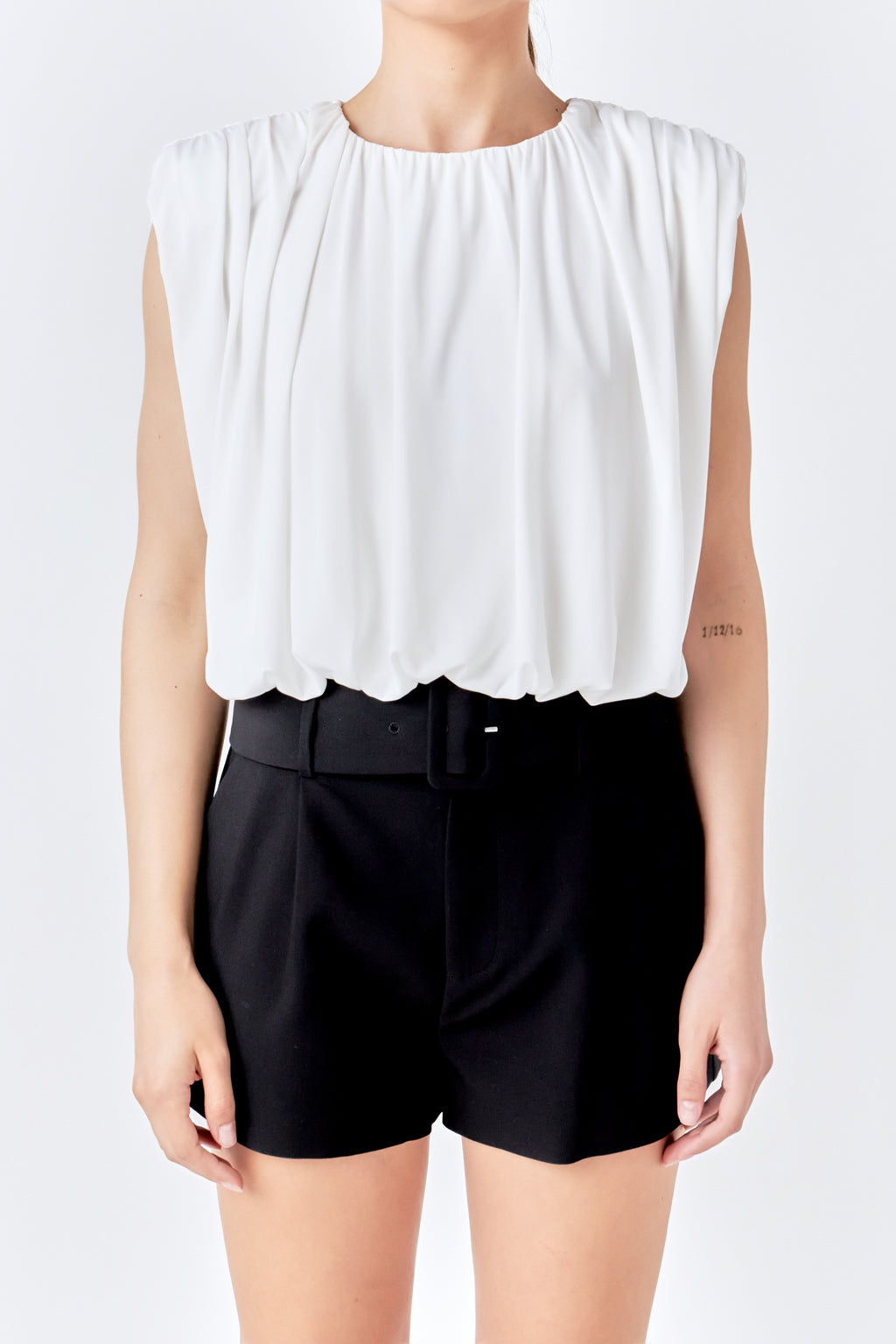 Shirred Shoulder Cropped Top