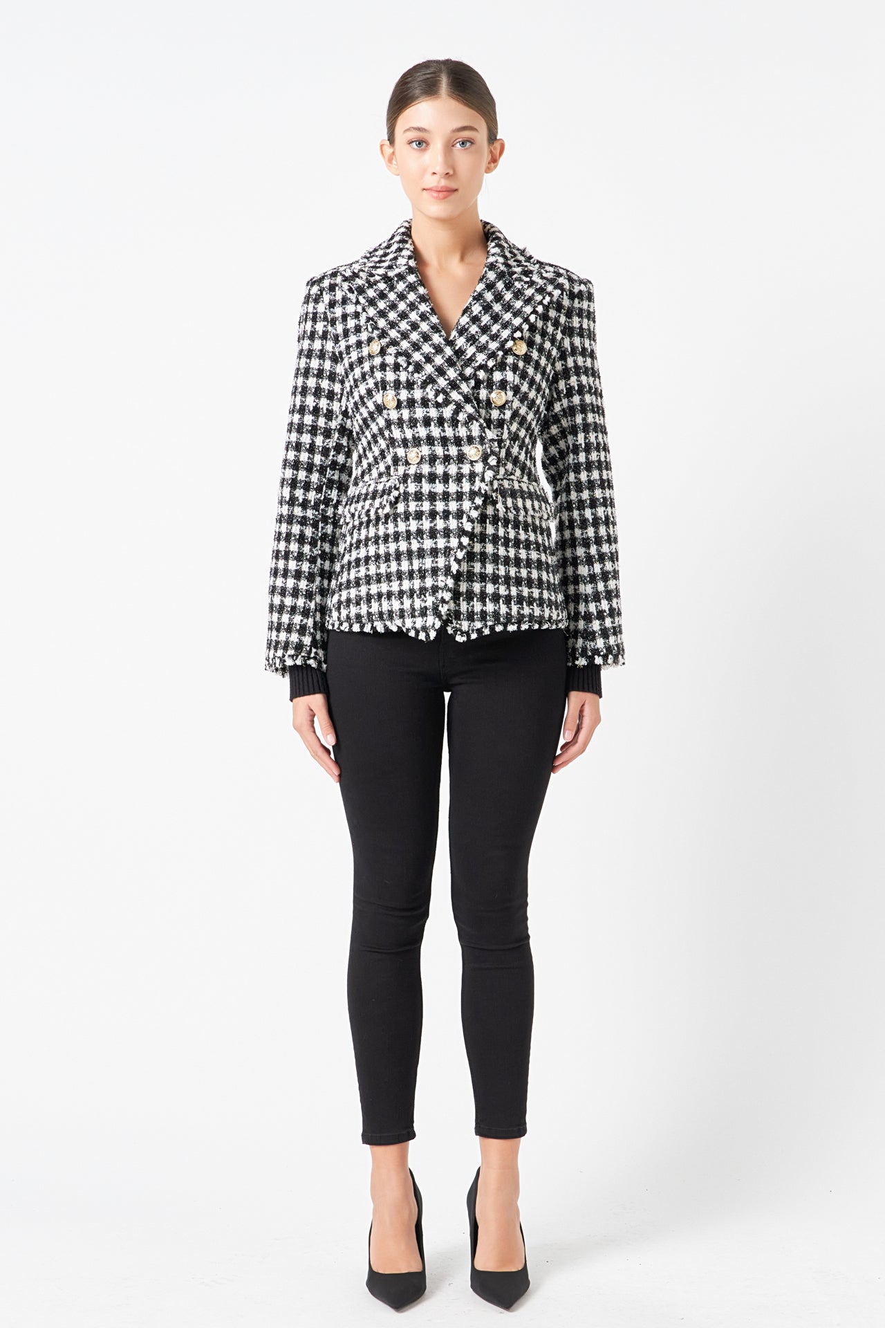 Endless Rose - Premium Checked Tweed Blazer - Blazers in Women's Clothing available at endlessrose.com