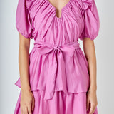 Puff Sleeve Layered Mini Dress