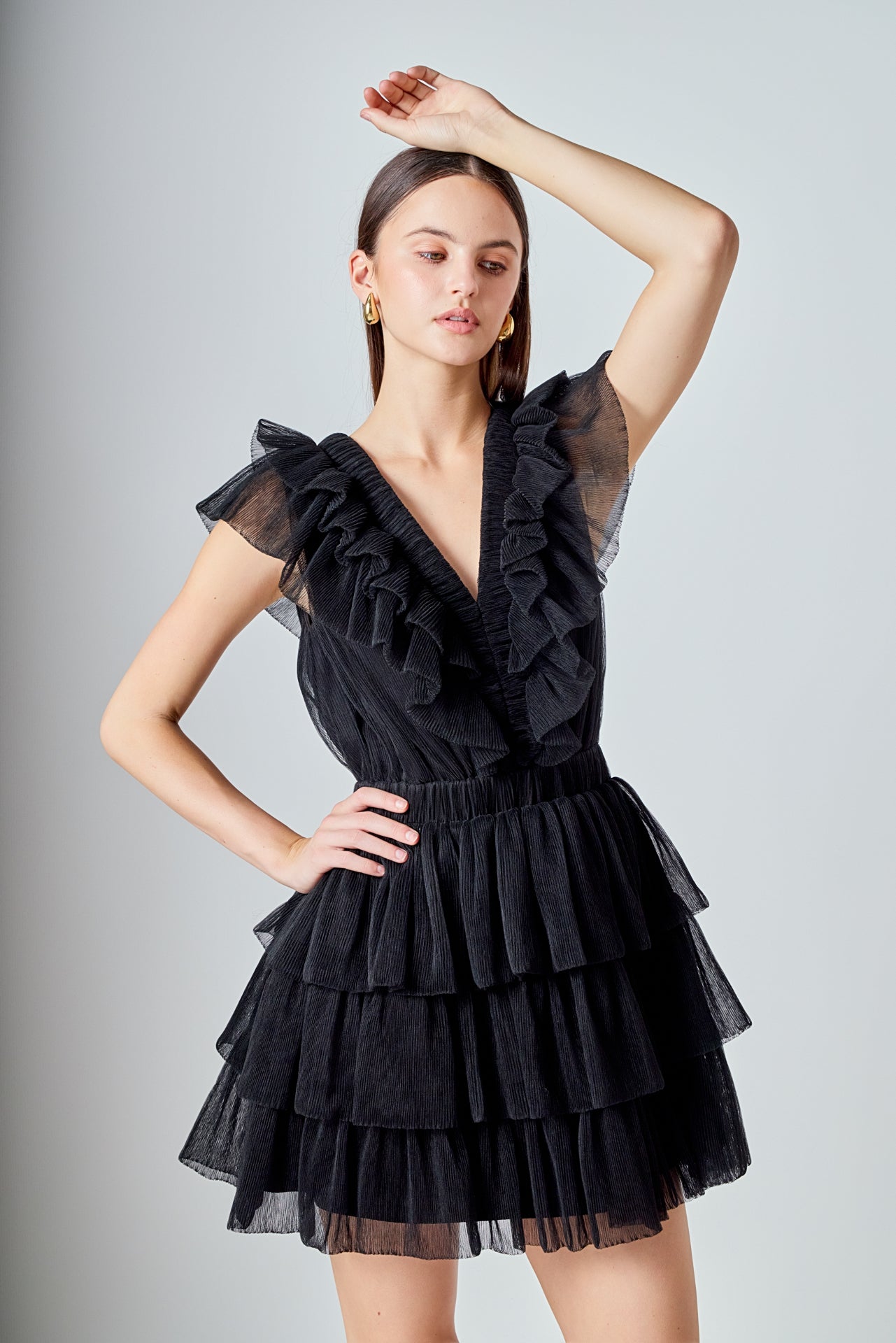 Tulle Ruffle Tiered Mini Dress – Endless Rose