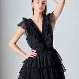 Tulle Ruffle Tiered Mini Dress