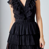 Tulle Ruffle Tiered Mini Dress