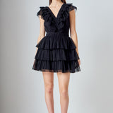 Tulle Ruffle Tiered Mini Dress