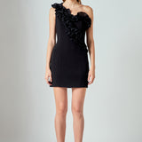 Asymmetrical Ruffle Stretch Mini Dress