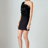 Asymmetrical Ruffle Stretch Mini Dress