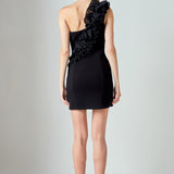 Asymmetrical Ruffle Stretch Mini Dress
