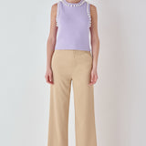 Pearl Detail Knit Tank Top