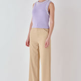 Pearl Detail Knit Tank Top