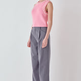Pearl Detail Knit Tank Top