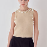 Pearl Detail Knit Tank Top