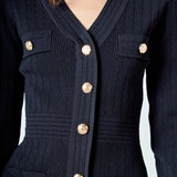 V-neck Long Sleeve Knit Mini Dress