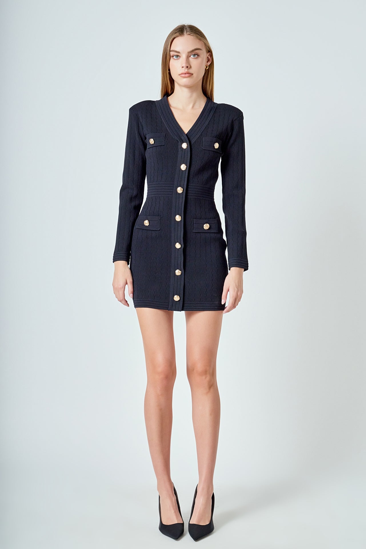 Long-Sleeve Knit Mini Dress Endless Rose Long-Sleeve Knit Mini Dress Endless Rose