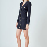 V-neck Long Sleeve Knit Mini Dress