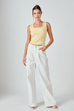 Pearl Trim Knit Tank Top