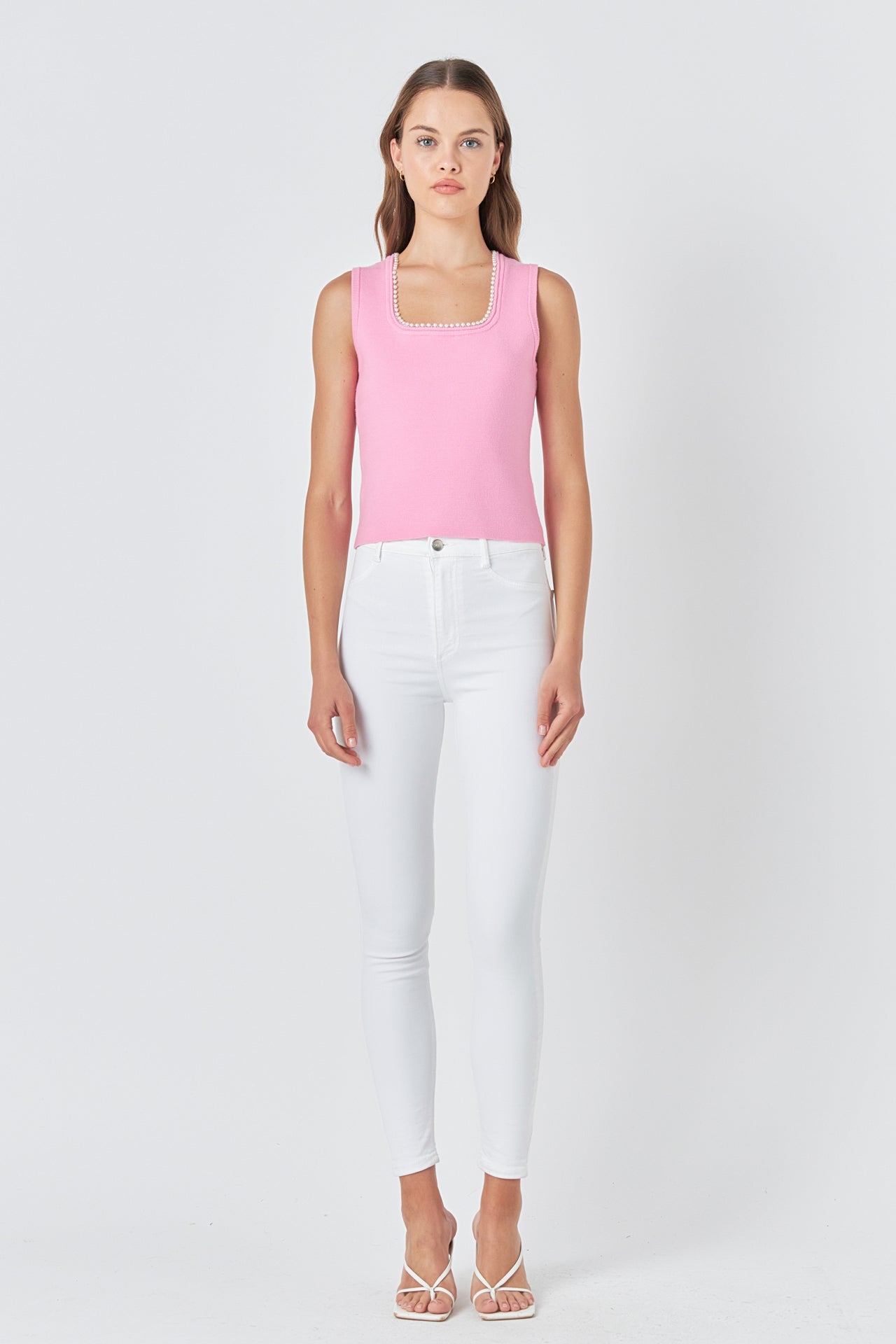 Pearl Trim Knit Tank Top