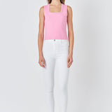 Pearl Trim Knit Tank Top