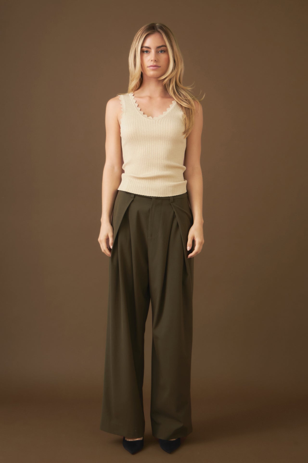 Front Pleat Wide Trousers – Endless Rose