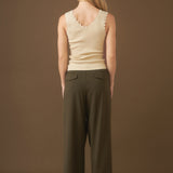 Front Pleat Wide Trousers