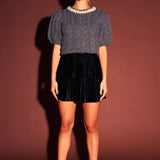 Pearl Trim Cable Knit Top