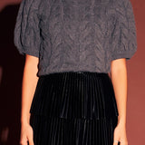 Pearl Trim Cable Knit Top