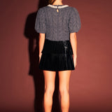 Pearl Trim Cable Knit Top