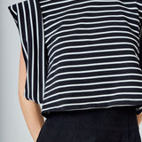 Stripe Drop Shoulder Cropped Top