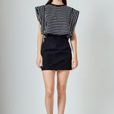 Stripe Drop Shoulder Cropped Top