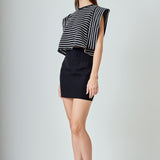 Stripe Drop Shoulder Cropped Top
