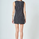 Premium Floral Embellishment Tweed Mini Dress