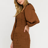 Smocking Detail Mini Dress