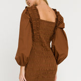 Smocking Detail Mini Dress
