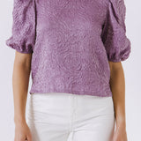 Texture Fabric Puff Sleeve Top