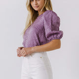 Texture Fabric Puff Sleeve Top