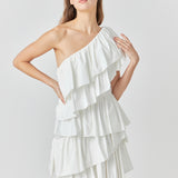 One-Shoulder Ruffled Mini Dress