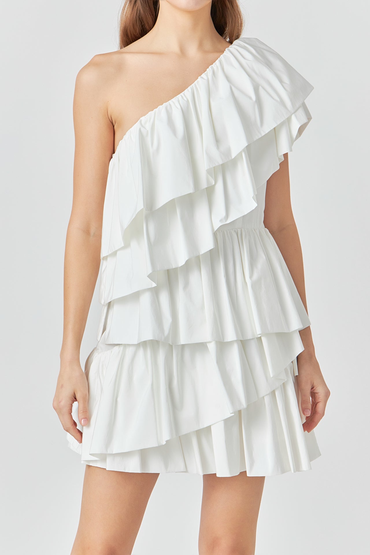 One-Shoulder Ruffled Mini Dress