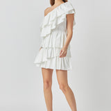 One-Shoulder Ruffled Mini Dress