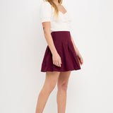 Pleated Waist Mini Skirt