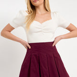 Pleated Waist Mini Skirt