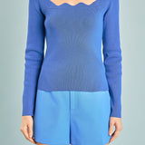 Scallop Detail Long Sleeve Sweater