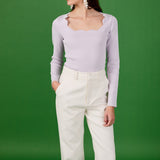 Scallop Detail Long Sleeve Sweater