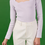 Scallop Detail Long Sleeve Sweater
