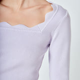 Scallop Detail Long Sleeve Sweater