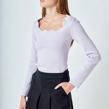 Scallop Detail Long Sleeve Sweater
