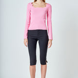 Scallop Detail Long Sleeve Sweater