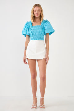 Smocked Puff Sleeve Top