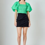 Smocked Puff Sleeve Top